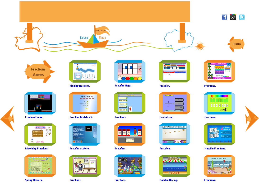 Juegos de Fracciones en Ingls - Educanave.